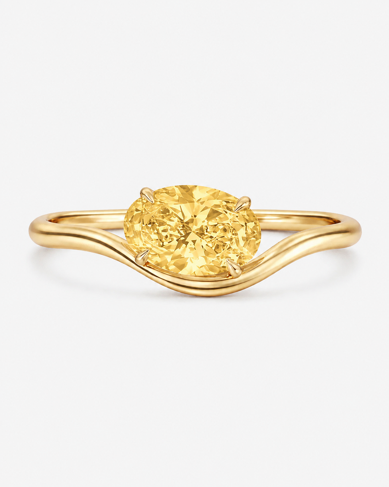 Oval Wave Pinky Yellow Diamond Ring - Silkhour