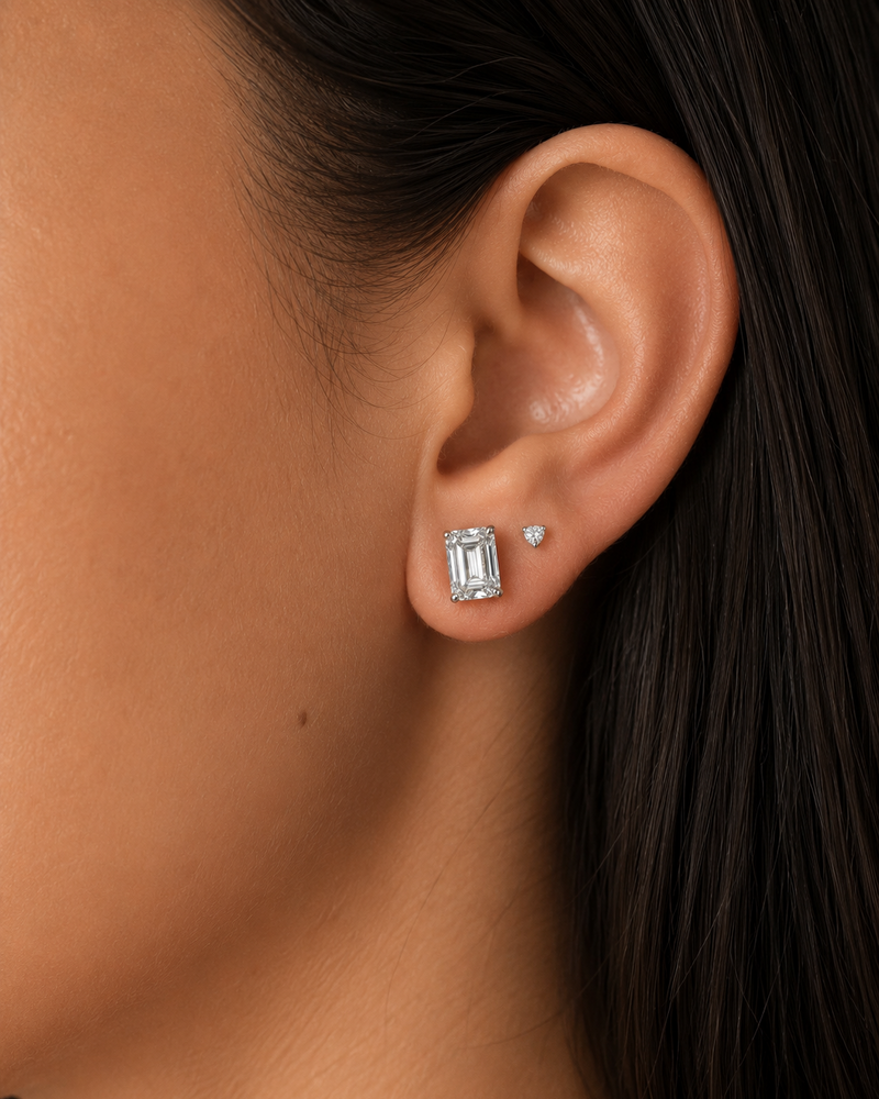 Emerald Stud Earring - 1ct Lab Grown Moissanite