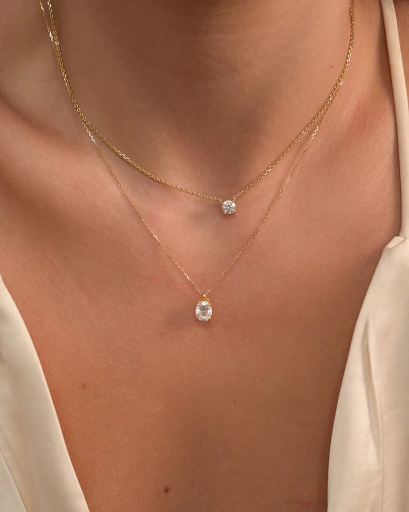 Oval Lab Grown Diamond Solitaire Pendant Necklace