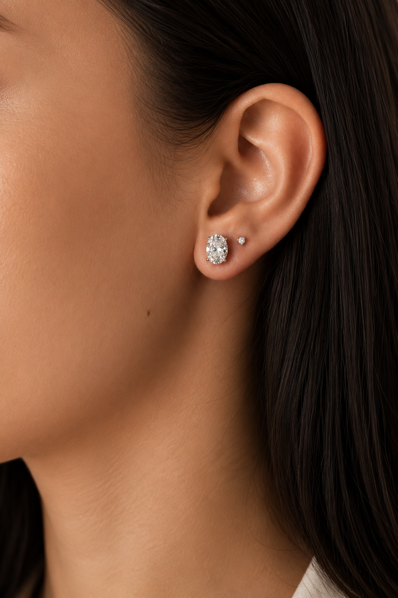 Oval Stud Earring - 1ct Lab Grown Moissanite