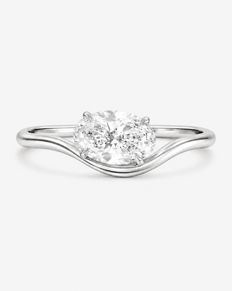 Oval Wave Pinky Diamond Ring - Silkhour