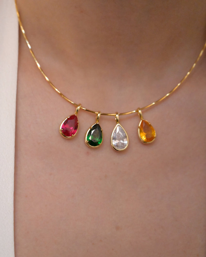 Pear Bezel Pendant - Ruby Red