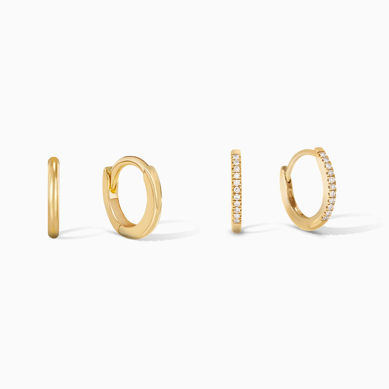 Classic Gold Huggie Earring Set
