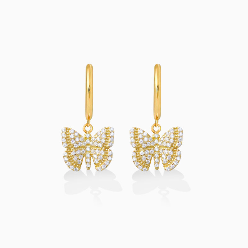 Pave Butterfly Huggie Earrings