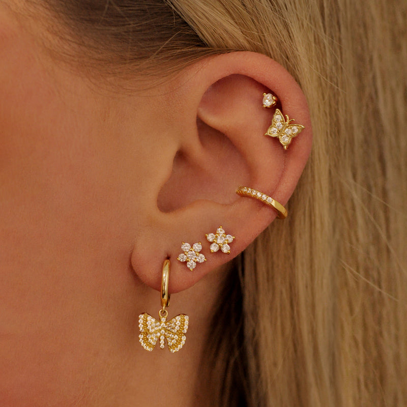 Pave Butterfly Huggie Earrings