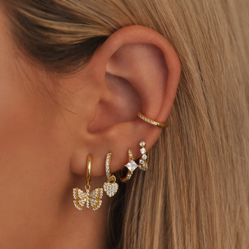 Pave Butterfly Huggie Earrings