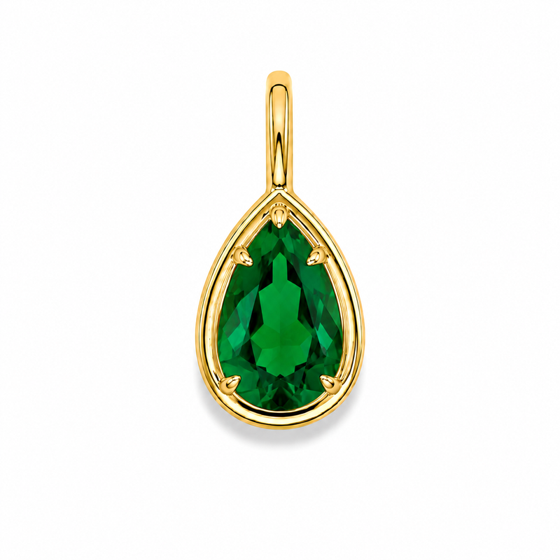 Pear Bezel Pendant - Emerald Green
