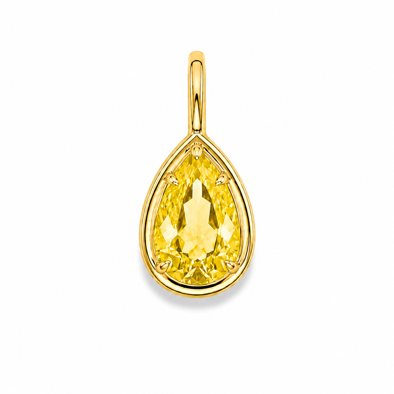 Pear Bezel Pendant - Yellow