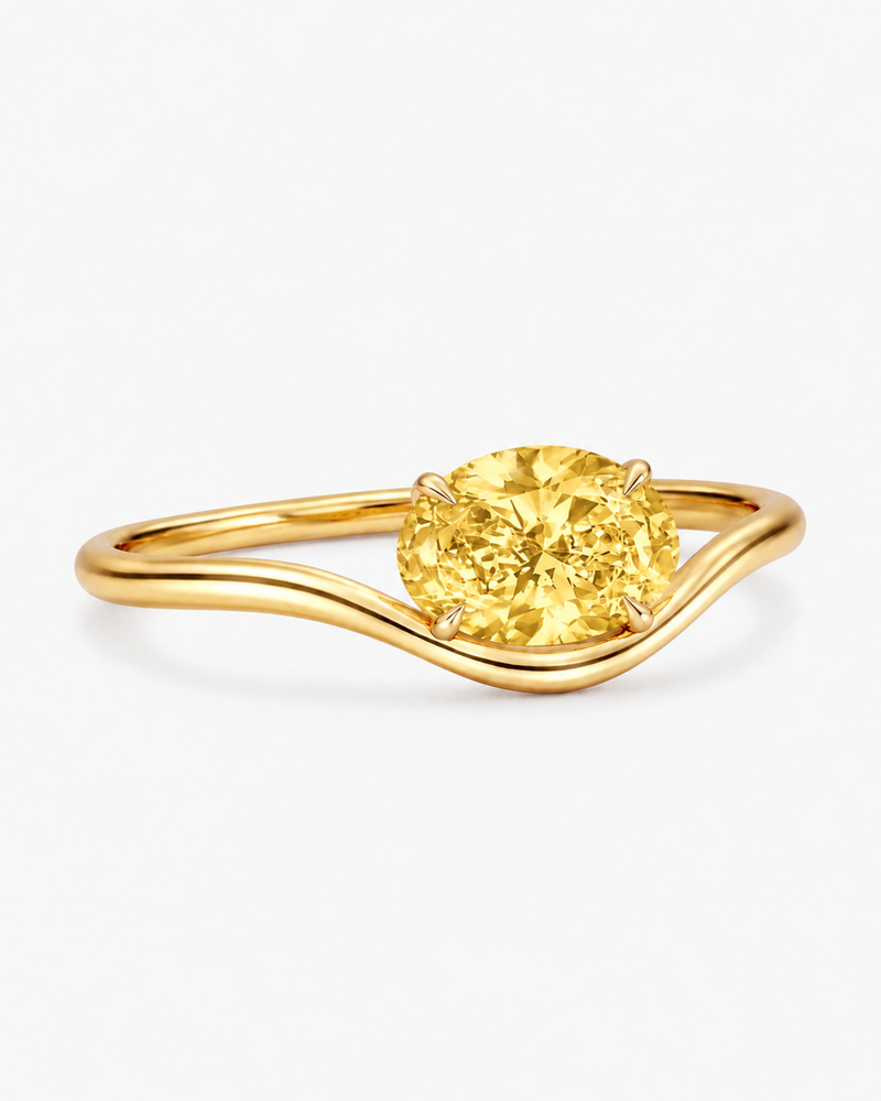 Oval Wave Pinky Yellow Diamond Ring - Silkhour