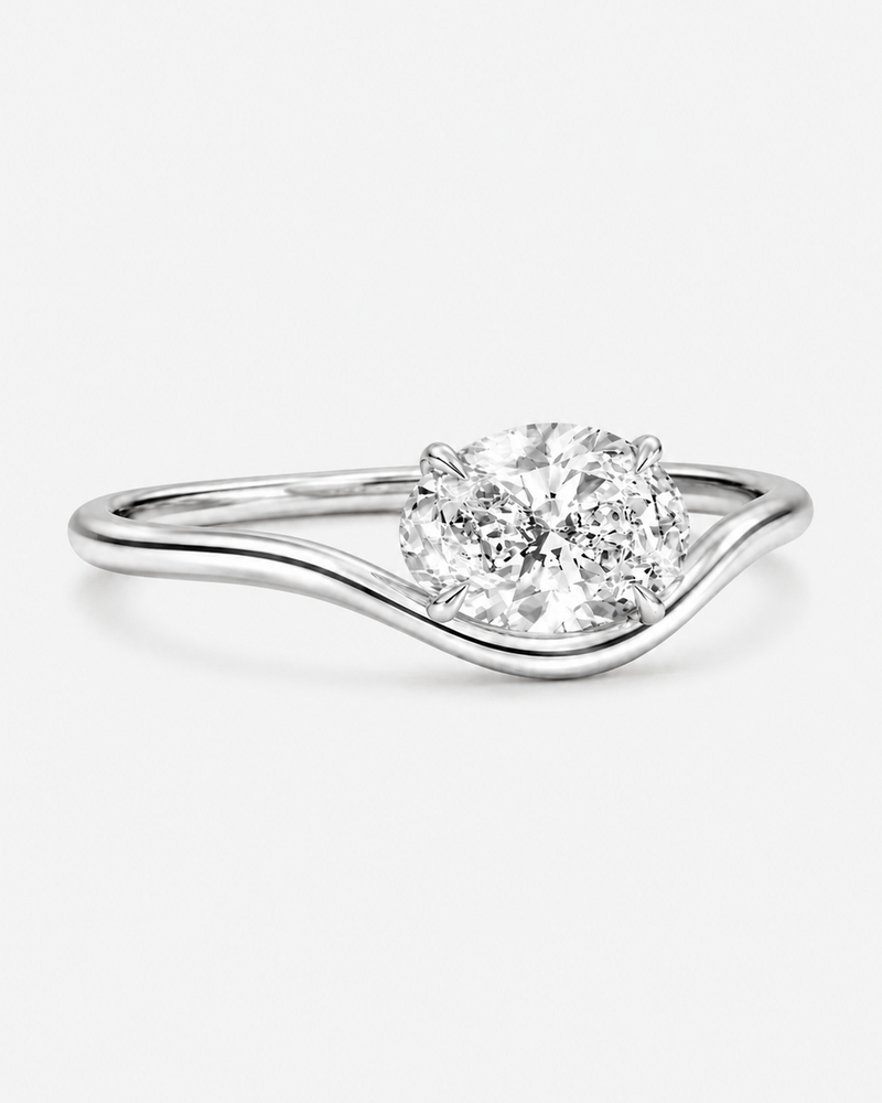 Oval Wave Pinky Diamond Ring - Silkhour