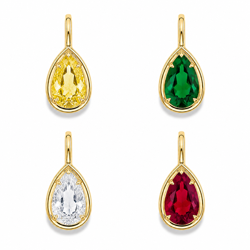Pear Bezel Pendant - Ruby Red