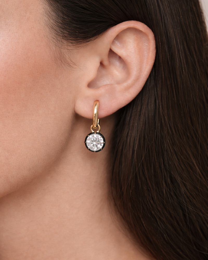 Black Rhodium Georgian Earring - Lab Moissanite