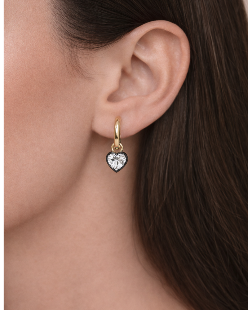Georgian Heart Earring - Lab Moissanite