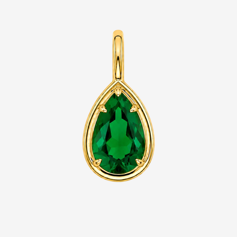 Pear Bezel Pendant - Emerald Green