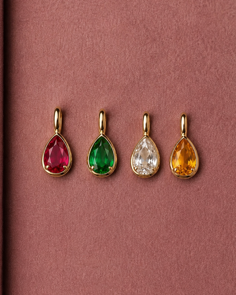 Pear Bezel Pendant - Ruby Red
