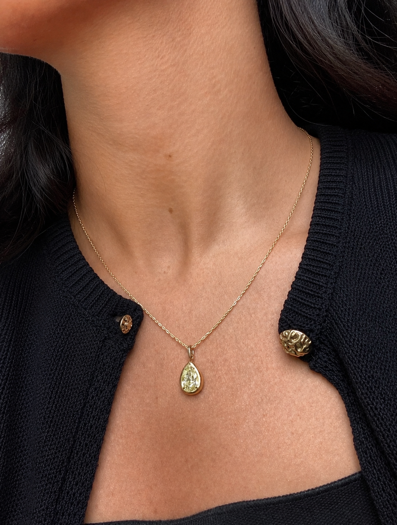 Pear Bezel Pendant - Yellow