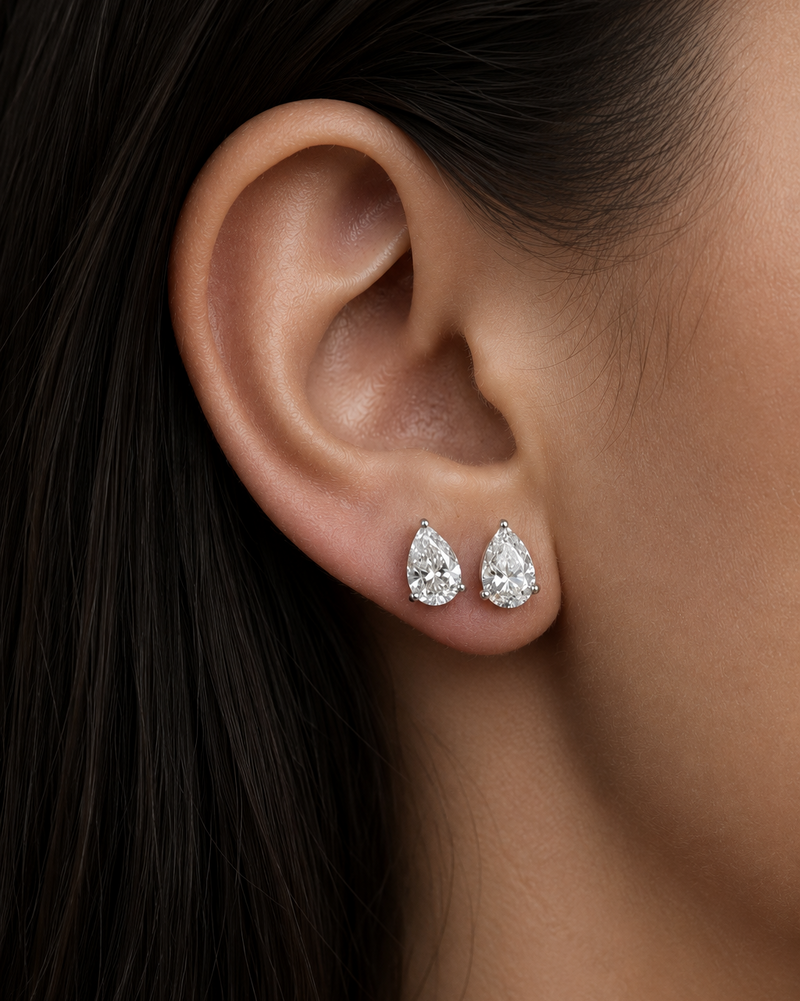 Pear Stud Earrings- 1CT Lab Grown