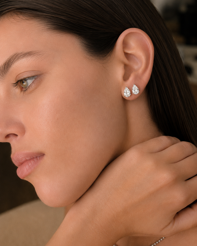 Pear Stud Earrings- 1CT Lab Grown
