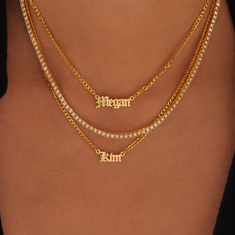 Gothic Nameplate Necklace