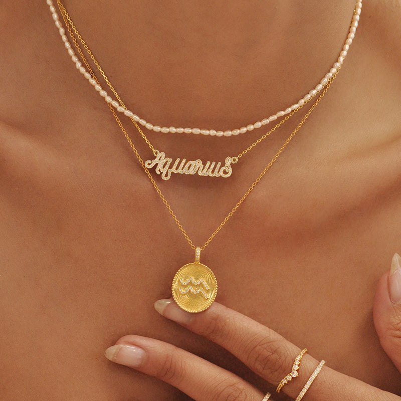 Aquarius Zodiac Pendant Necklace
