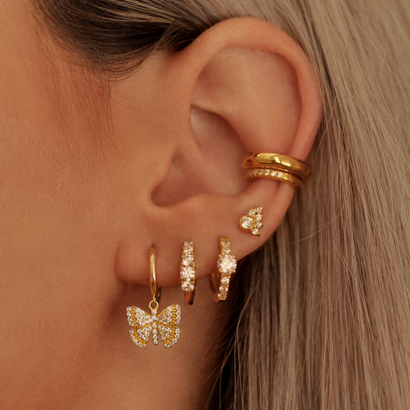 Pave Butterfly Huggie Earrings
