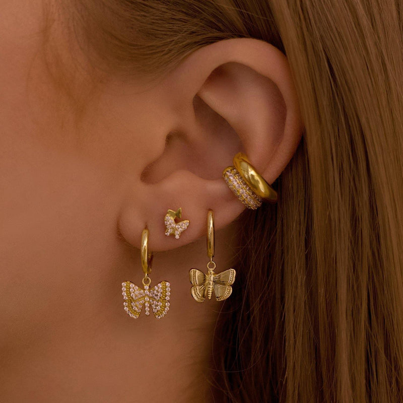 Pave Butterfly Huggie Earrings - V THE LABEL Jewellery AU