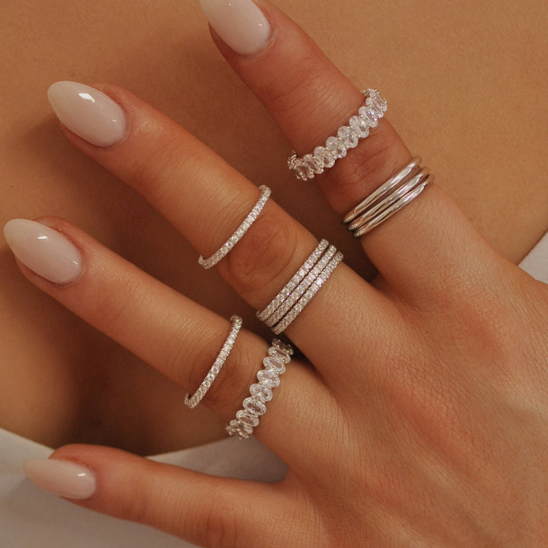 Silver CZ Eternity Band Ring